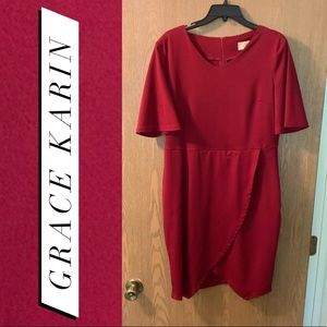 GRACE KARIN Short Sleeve Front Slit Dress